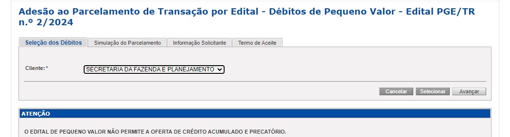 Parcelamento de Transação