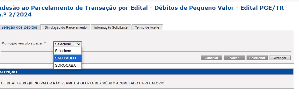 Parcelamento de Transação